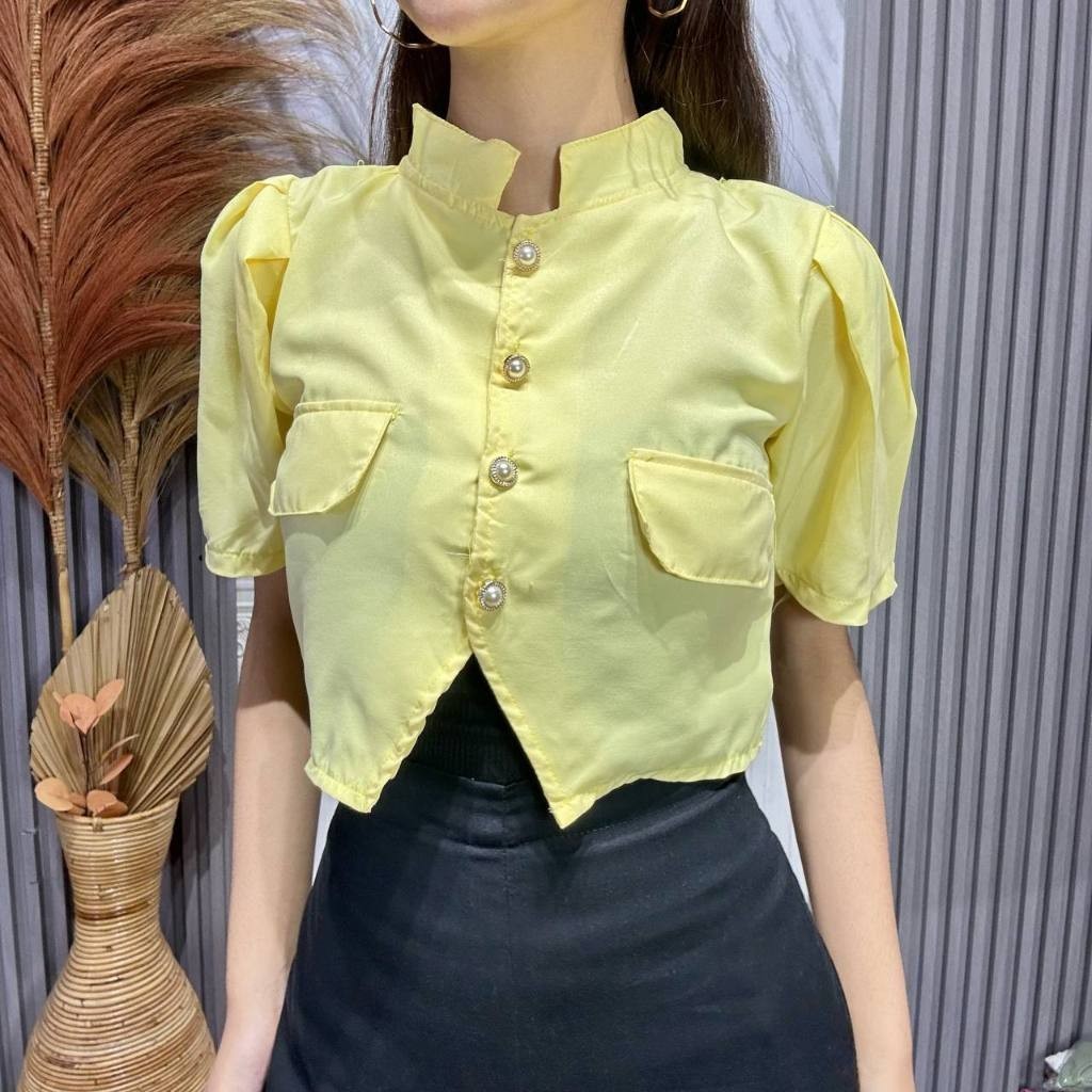 WILLSHA - ZRX BLOUSE CROP WANITA NINA / SOFIE TOP CROP / Simple Outfit Cute Kekinian / OOTD Kemeja C