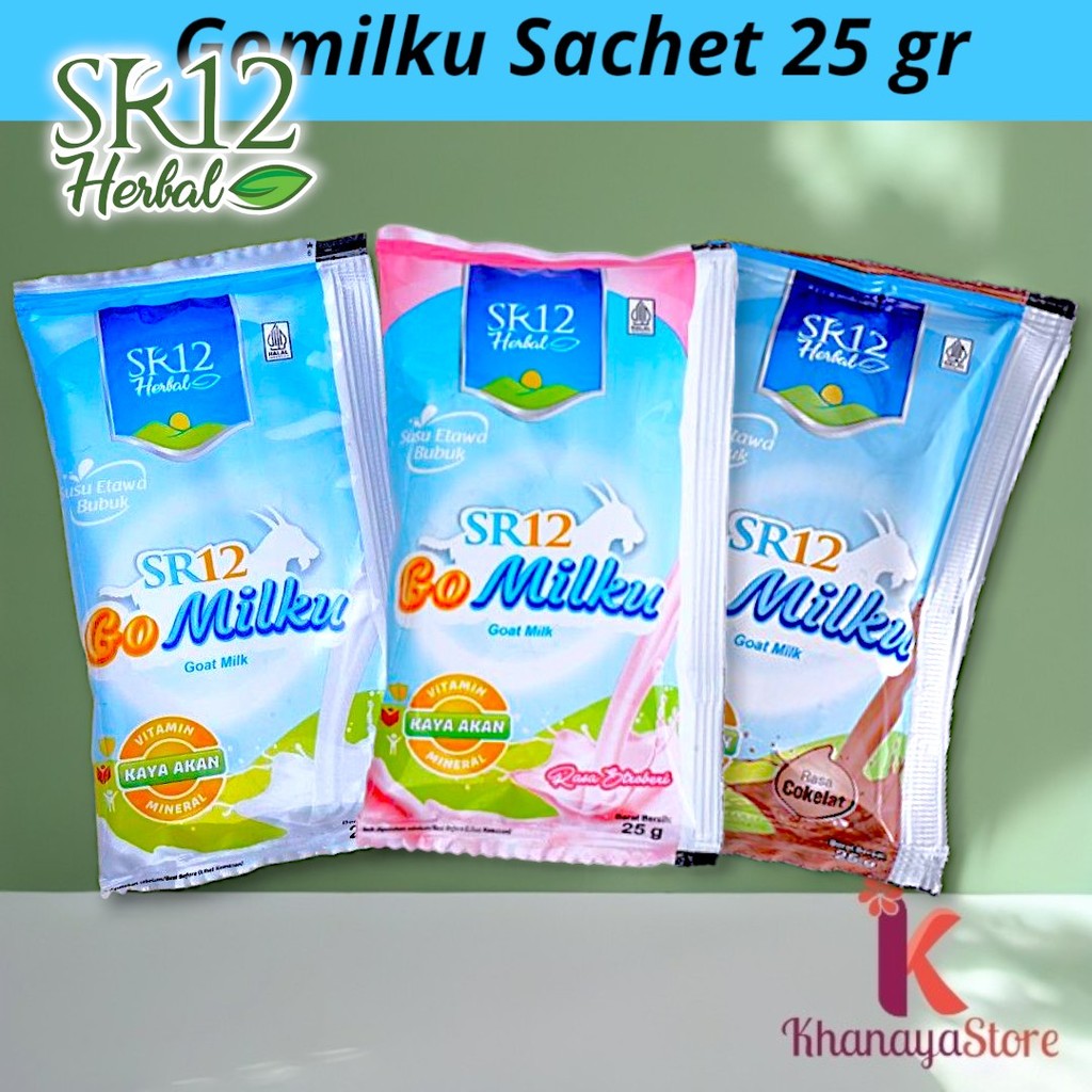 

SR12 - GoMilku Susu Kambing Etawa Premium Sachet 25g / Go Milku rasa Original Stroberi Strawberry Cokelat Coklat kemasan sachet saset renceng 25 gram