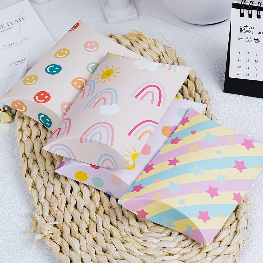

10Pcs Rainbow Star Pillow Candy Box Baking Cookies Gift Packing Boxes Small Business Wedding Favors Birthday Party Decorations