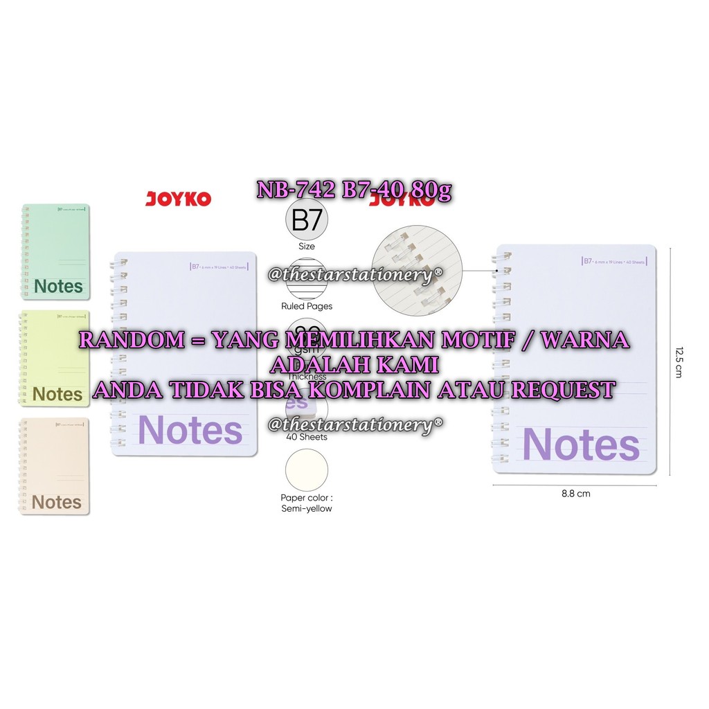 

(1 Biji) GROSIR Spiral Book Joyko NB-742 B7 40 80g / Diary Agenda Buku Catatan Bergaris Joyko NB-742