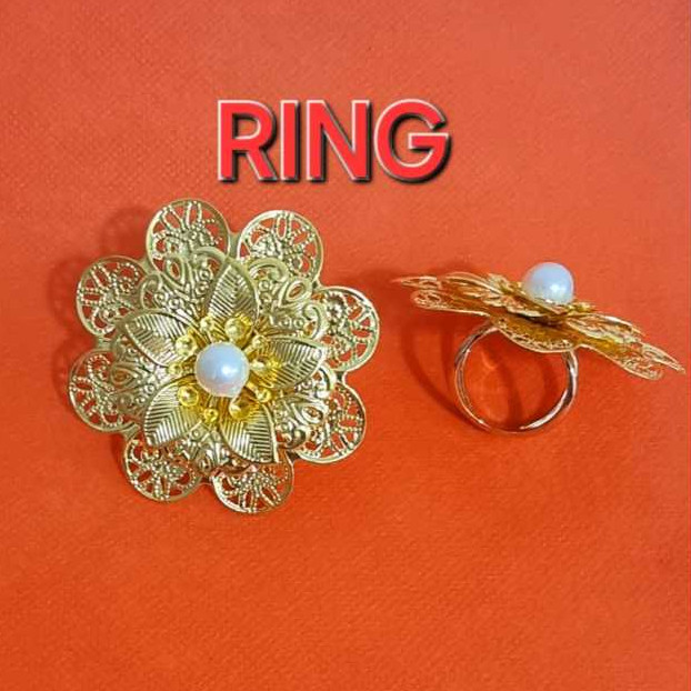 Ring Hijab Motif Bunga Gold - Ring Kerudung Motif Bunga Gold - Ring Jilbab Motif Bunga Gold - Akseso