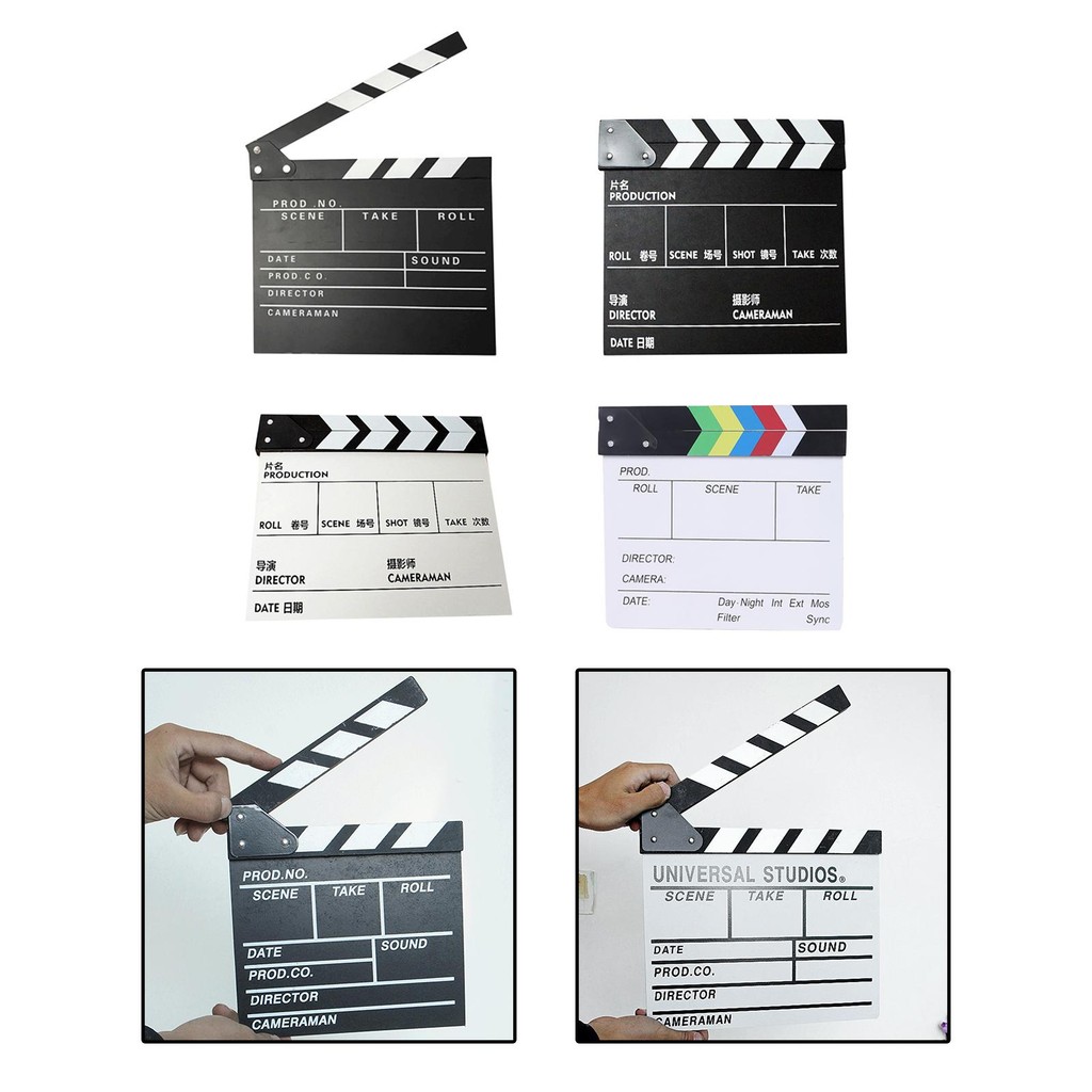 Professional Movie Directors Clapboard Clapper Board Film Slate Accessory Wood Mini for Background S