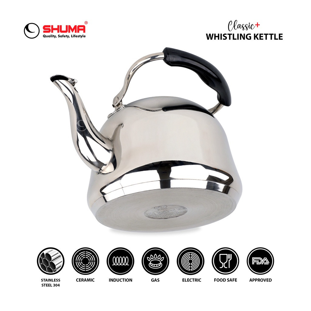 SHUMA S/S SUS304 CLASSIC PLUS WHISTLING KETTLE CERET BUNYI 1 LITER / 1,5 LITER / 2 LITER / 3 LITER
