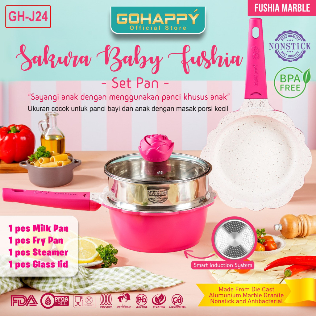 PANCI SET MAYBA BABY PAN 4 pcs Perlengkapan bayi Kids | Peralatan Wajan masak anak diatas bolde | Cr