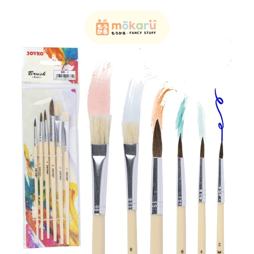 

Joyko Brush BR-1 SET Isi 6 / Kuas Lukis Cat Air / Acrylic Murah