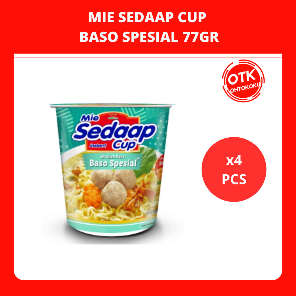 

SEDAAP Mie Instan Cup Bakso Spesial 77gr X4pcs