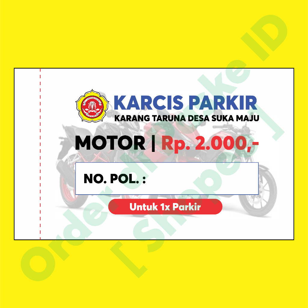 

Promo KARCIS PARKIR ISI 100 LEMBAR DAN 50 LEMBAR UKURAN -/+ 6X10 CM MOTOR MOBIL CUSTOM SESUAI REQUEST