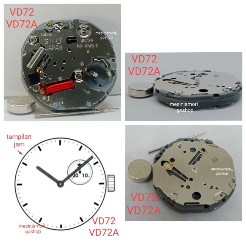 mesin jam VD72 VD72A VD73 VD73A VD74 VD74A japan