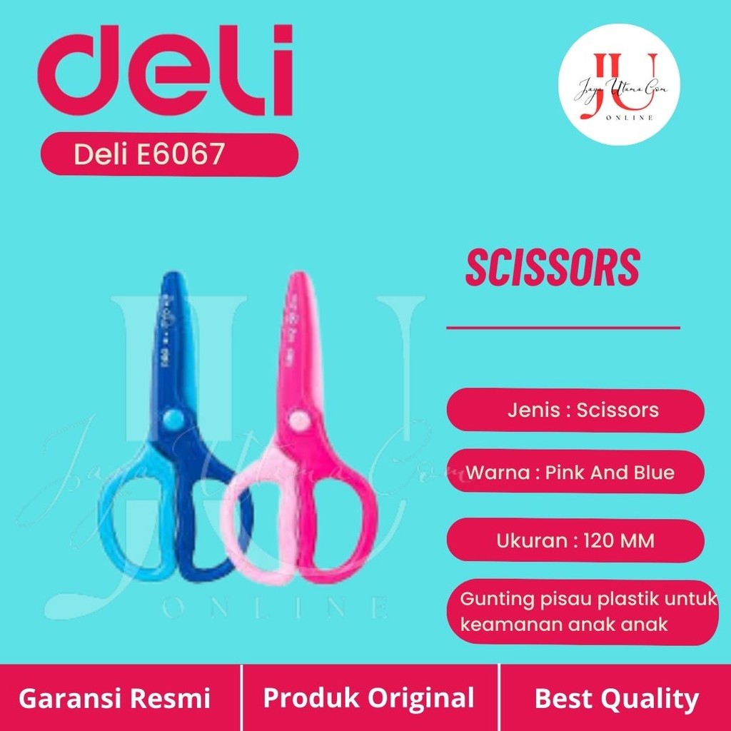 

DELI Gunting Kecil Lucu Anak Penutup Plastik CHILD SERIES / SCISSORS E6067 Pink Biru / EZ500 Blue Black ORIGINAL
