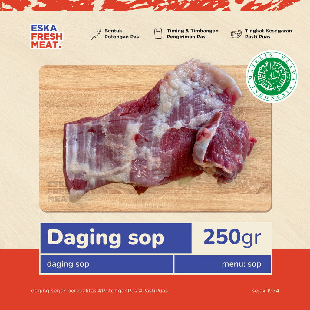 

Daging Sapi Lokal Segar DAGING SOP - 250gr