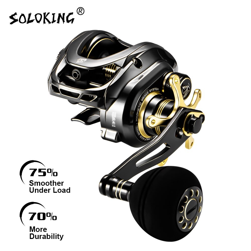SOLOKING GKA300 Baitcasting Reel 9.5KG Drag 10 Bearing 6.4 Gear Ratio Drag Clicker Single Power Hand