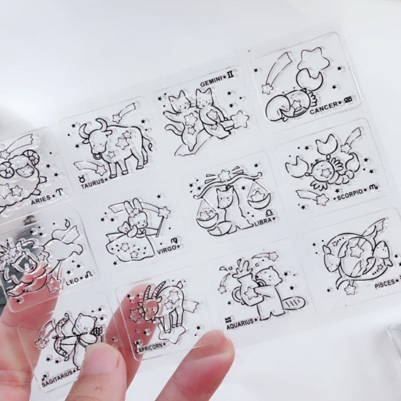 

Twelve Constellations Transparent Silicone Finished Stamp DIY Scrapbook Rubber Coloring Embossed Diary Stencils Decor Reusable