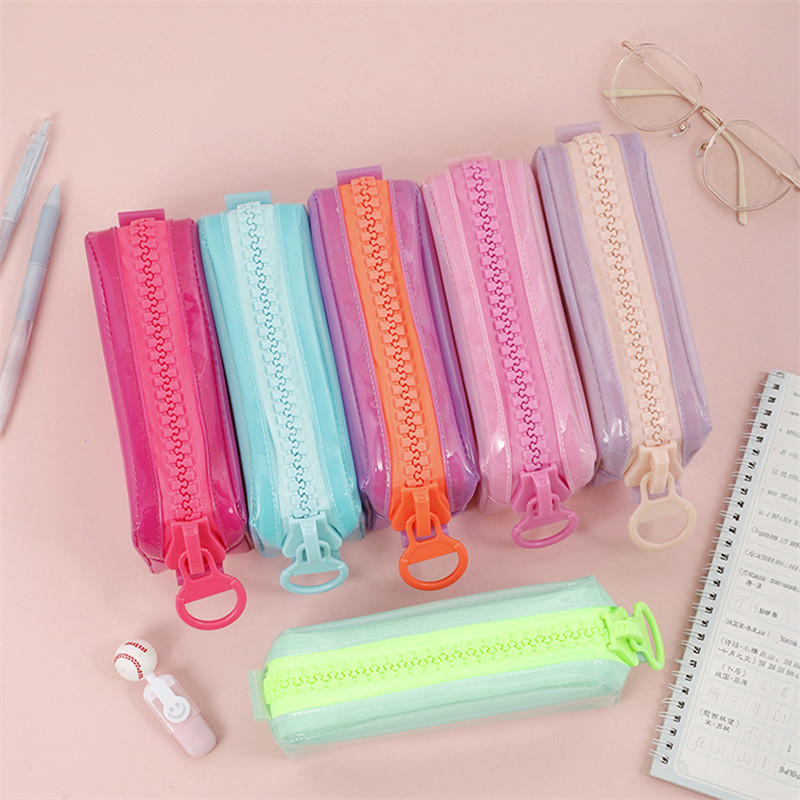 

1Pcs Transparent Plastic Box School Lovely Pencil Case Pouch Painting Brush Pens Storage Case Stationery