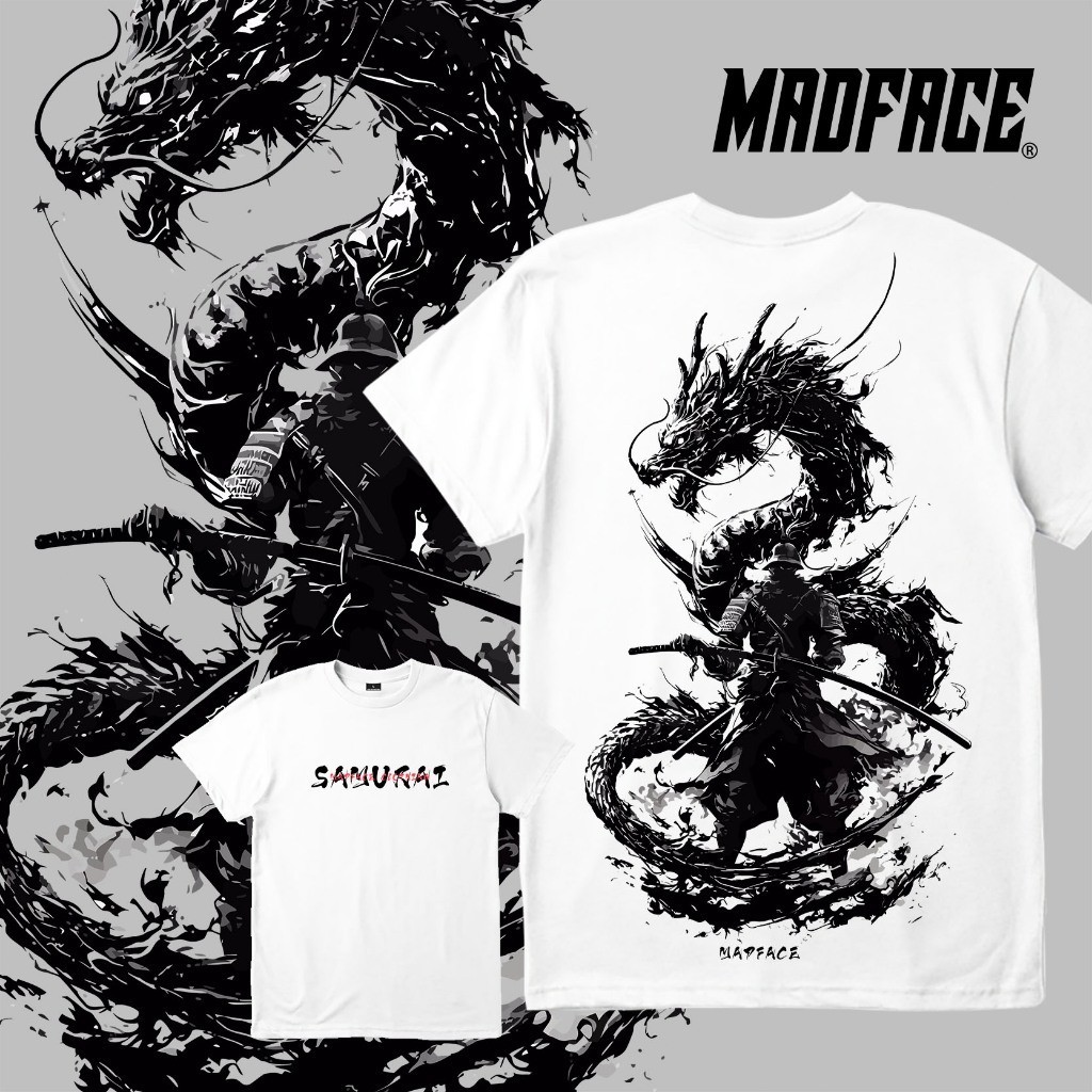 Kaus Samurai pria kaus katun 100% panjang uniseks bermotif