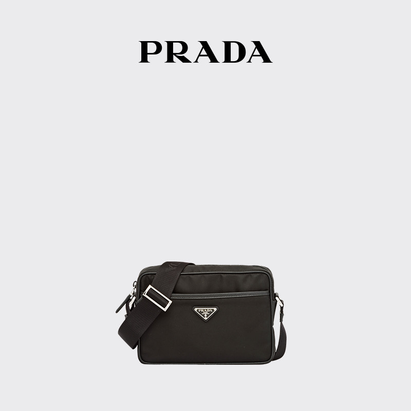 Prada Men's Recycled Nylon and Saffiano Leather Shoulder Bag