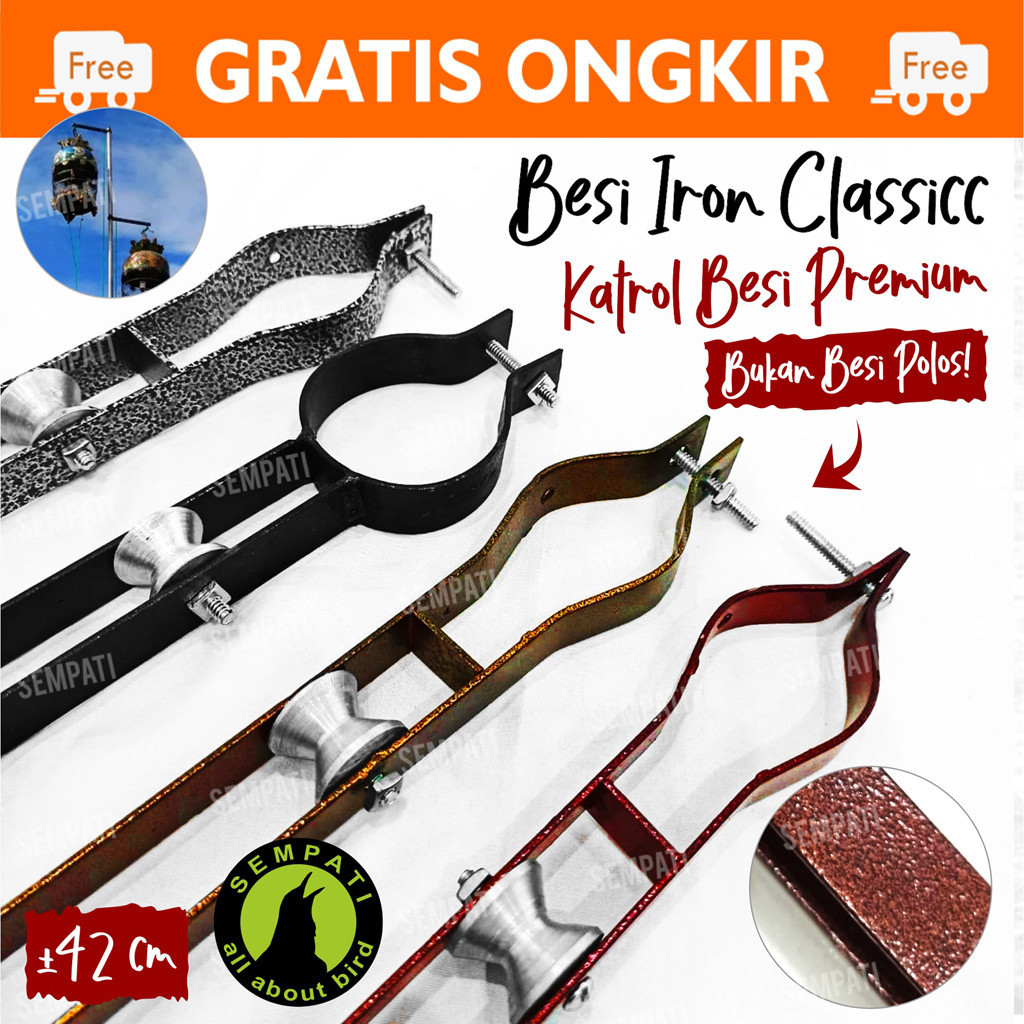 SEMPATI Katrol Perkutut Model Antik Kerekan Besi Panjang Antik Gantungan Sangkar Kandang Burung Perk