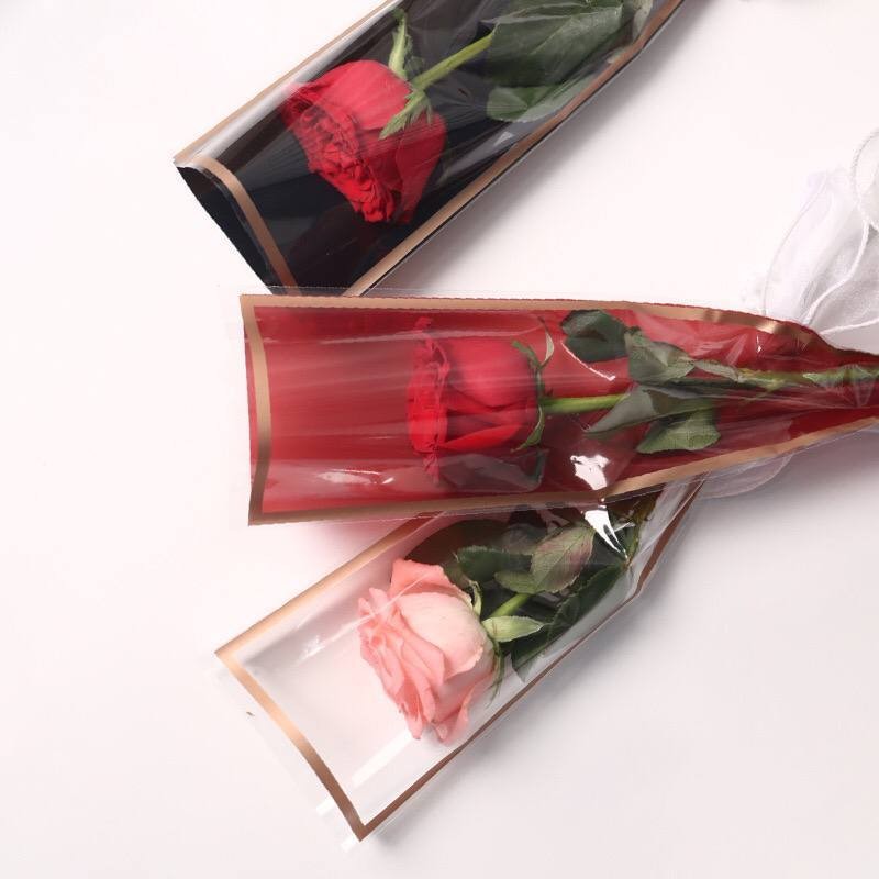 

1pack isi 50pcs Cellophane Single Rose Bouquet Mother's Day 2025/ Plastik Bunga Mawar 1 tangkai