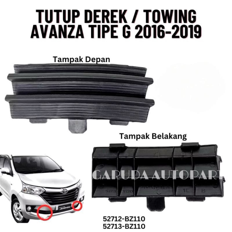 Tutup derek cover towing bemper depan Avanza Xenia 2013-2018 Type G 1set
