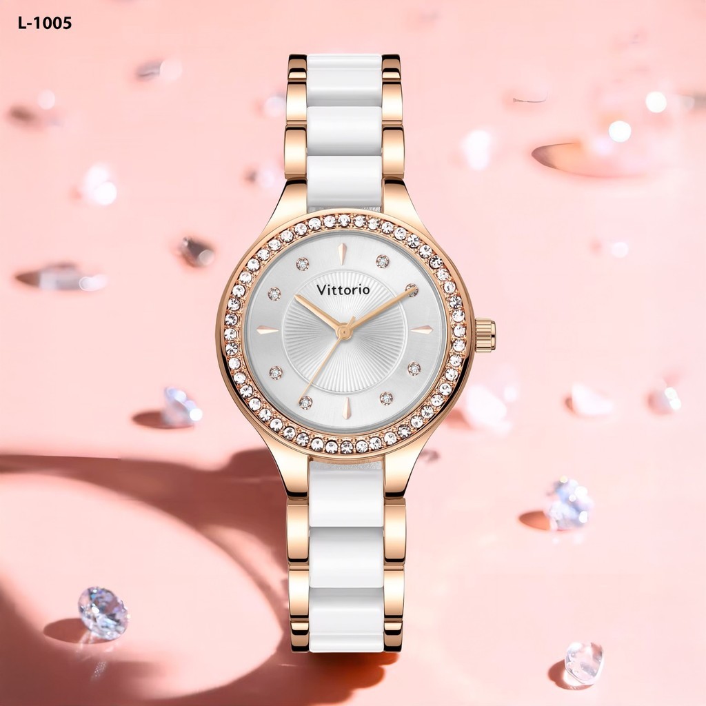 Jam Tangan Wanita Vittorio 1005 Rantai Stainless Steel Tanggal