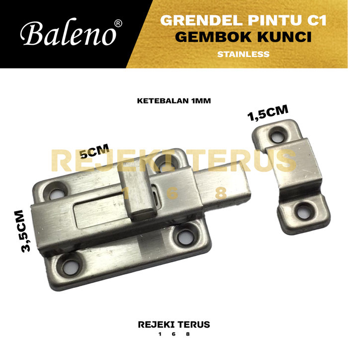 Grendel Slot Pintu C1 Stainless / Pengaman Kunci Kamar Mandi Gembok