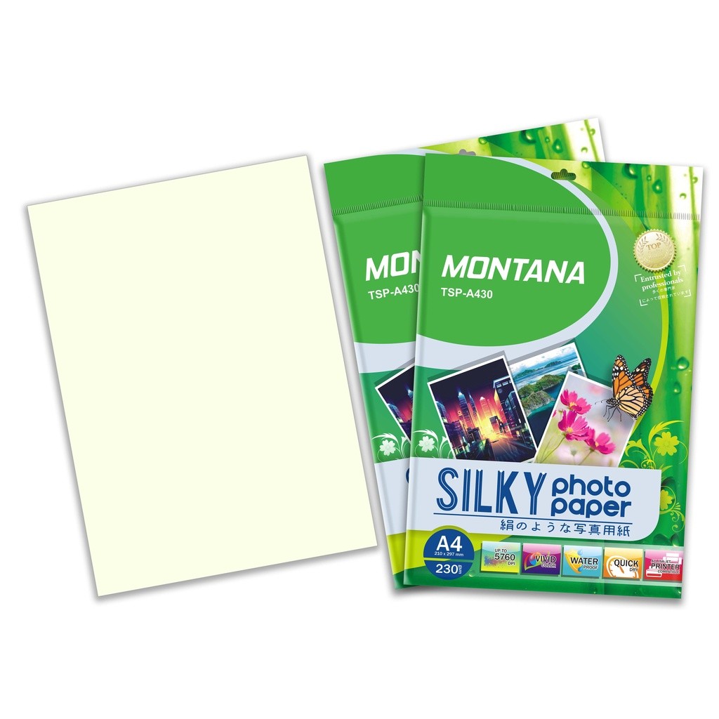 

MONTANA Silky Photo Paper Kertas Sticker A4 260 GSM 20 Sheets TSP-A430/Pack