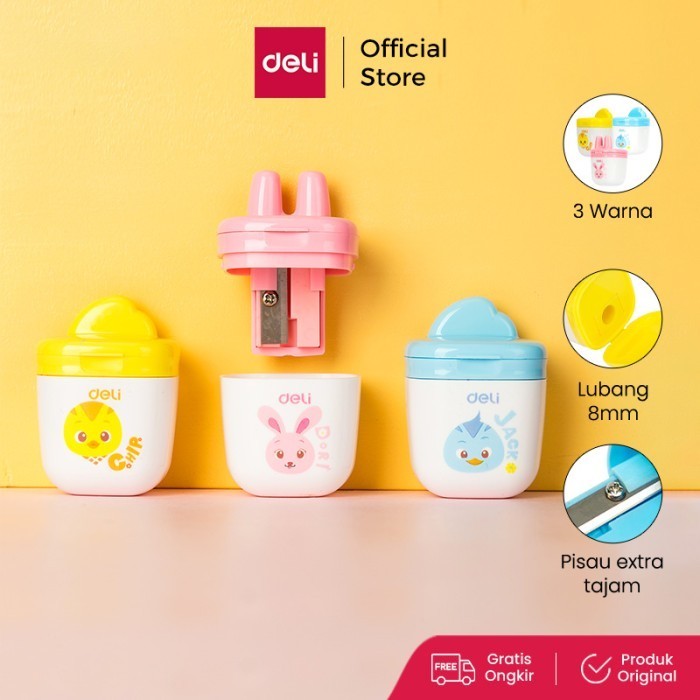 

Rautan Pensil Deli ER01300 – Model Tabung 1 Lubang 8mm Pisau Tajam Warna pastel