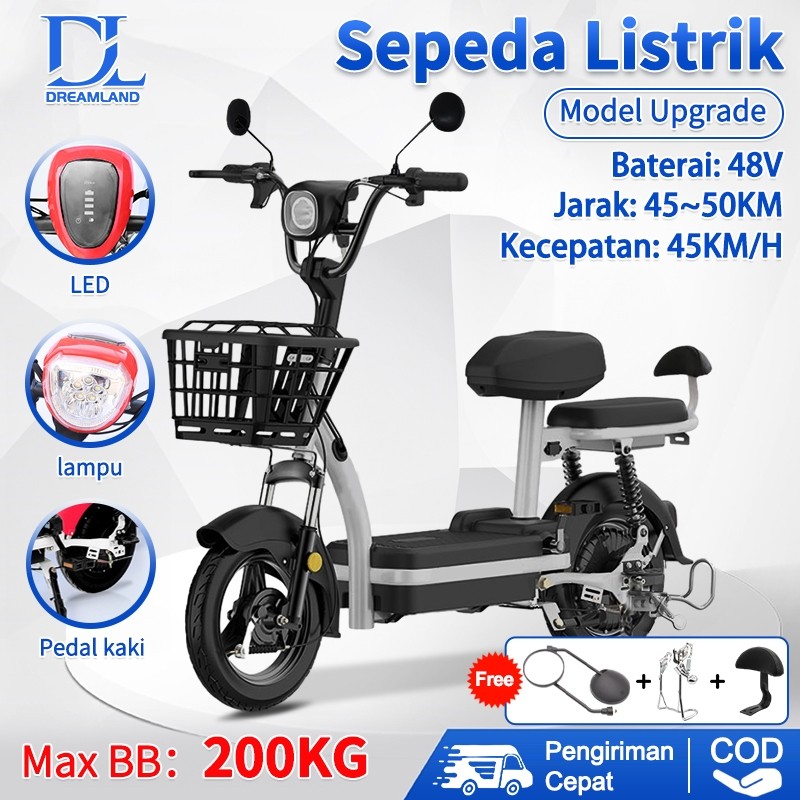 DL sepeda listrik dewasa Sepeda Motor Listrik 48v 12ah sepeda listrik Dengan Pedal