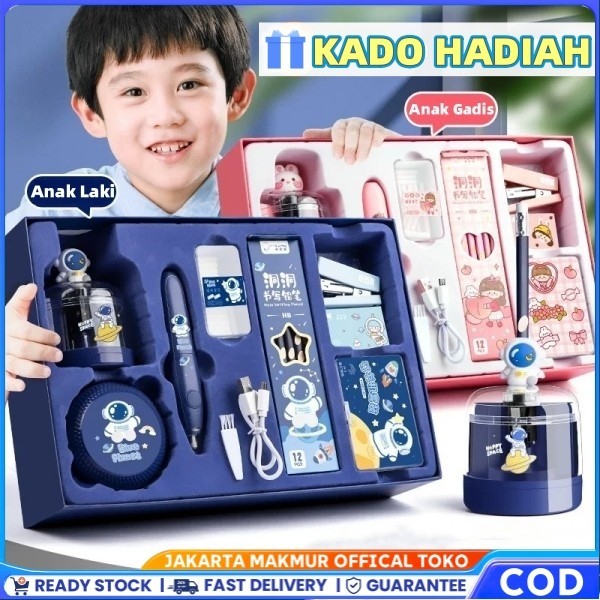 

READY COD 12 IN 1 Alat Tulis Elektrik Rautan Penghapus Vacuum Pensil Anak Alat Perkakas Belajar Anak Perempuan Kado Electric Stationery Set High Quality