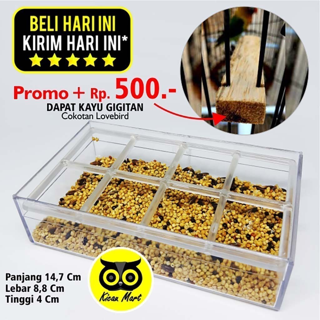 KICAU MART CEPUK RAM WADAH TEMPAT PAKAN MAKAN BURUNG LOVEBIRD HAMSTER LANDAK MINI SUGAR GLIDER + KAY