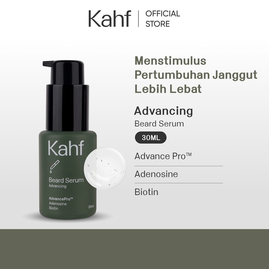 Kahf Beard Serum Advancing 30 ml - Serum Penumbuh Brewok, Janggut, dan Rambut Pria - Cepat buat Pene