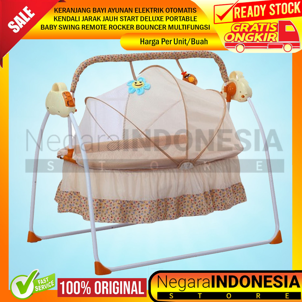 Keranjang Bayi Ayunan Elektrik Otomatis Kendali Jarak Jauh Start Deluxe Portable Baby Swing Rocker B