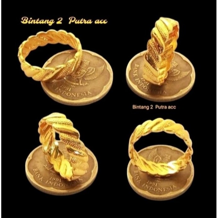 KOIN ASLI Cincin Wanita Terbaru Terbuat dari Bahan koin Logam 1991 lapis emas Tahan Lama