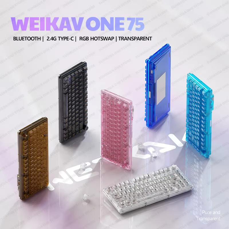 Weikav One 75 Transparent Wireless Mechanical Keyboard Gaming Bluetooth Wired Keyboard RGB Hotswap G