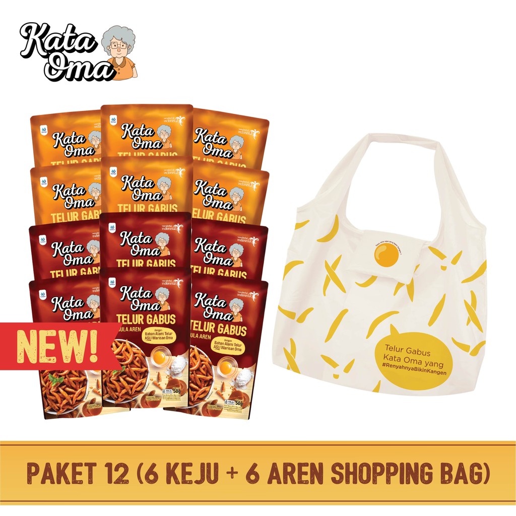 

Paket 12 Pcs Kata Oma Telur Gabus (6 Aren 6 Keju) [FREE SHOPPING BAG]