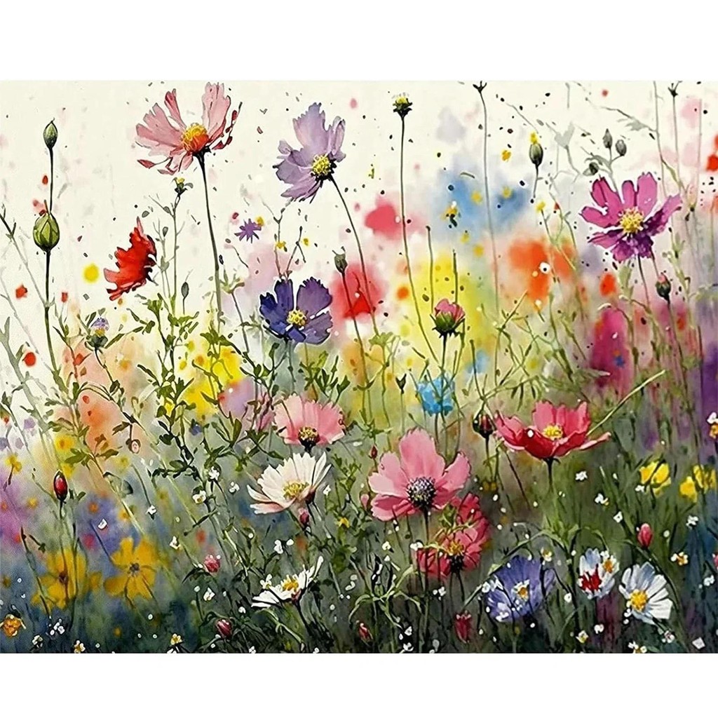 

DIY Paint By Numbers Kit for Adults - Flowers in Clusters, Acrylic Digital Oil Painting Art on Canvas Wall Decor Gift No Frame