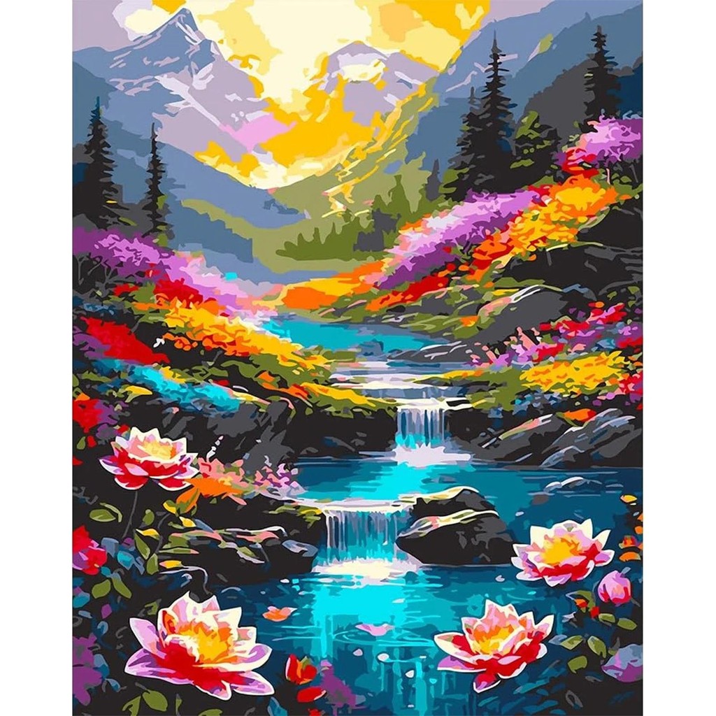 

DIY Paint By Numbers Kit for Adults - Mountain, Acrylic Digital Oil Painting Art on Canvas Wall Decor Gift No Frame