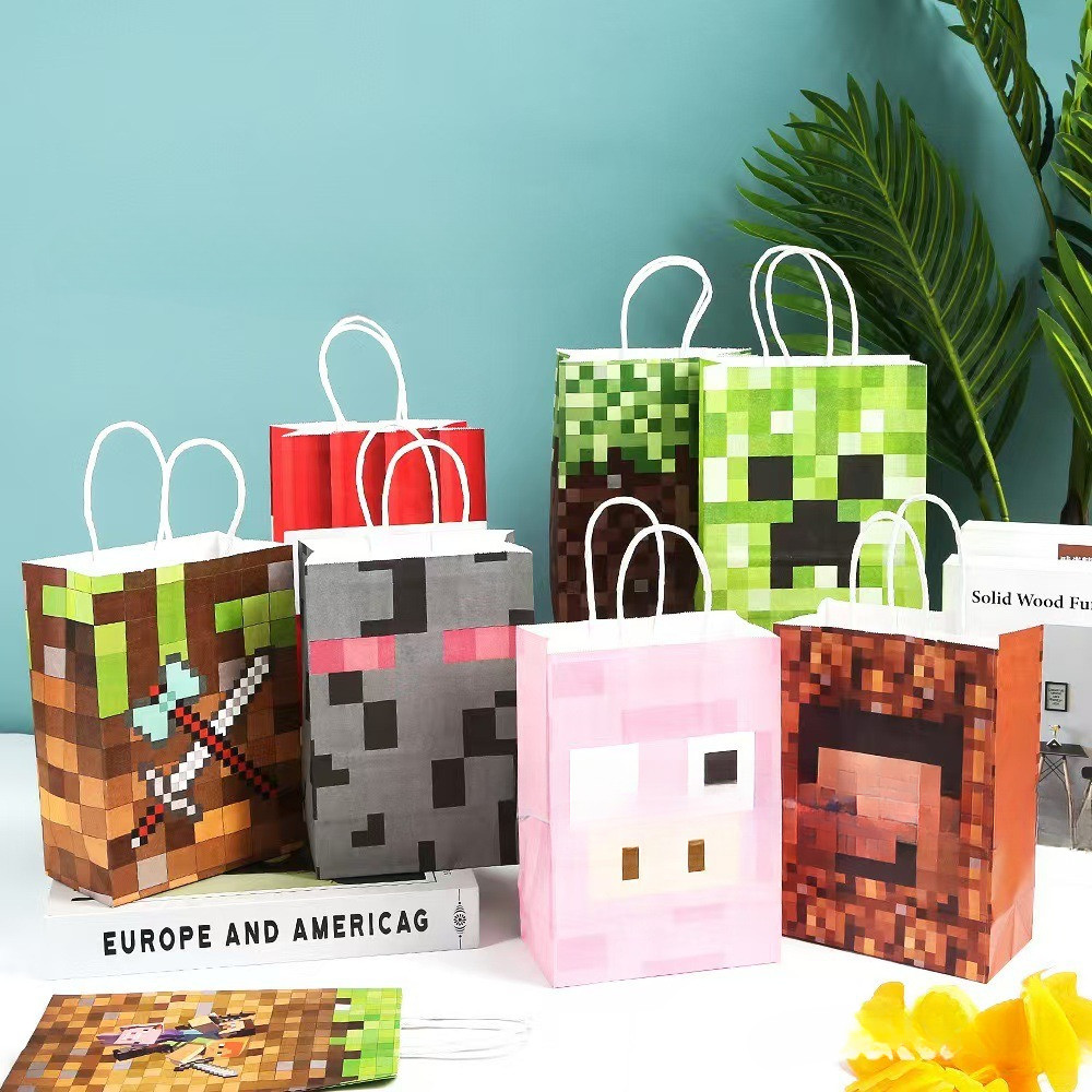 

PAPER BAG GOODIE BAG TAS KADO HADIAH HAMPERS SOUVENIR PESTA ULANG TAHUN MOTIF MINECRAFT