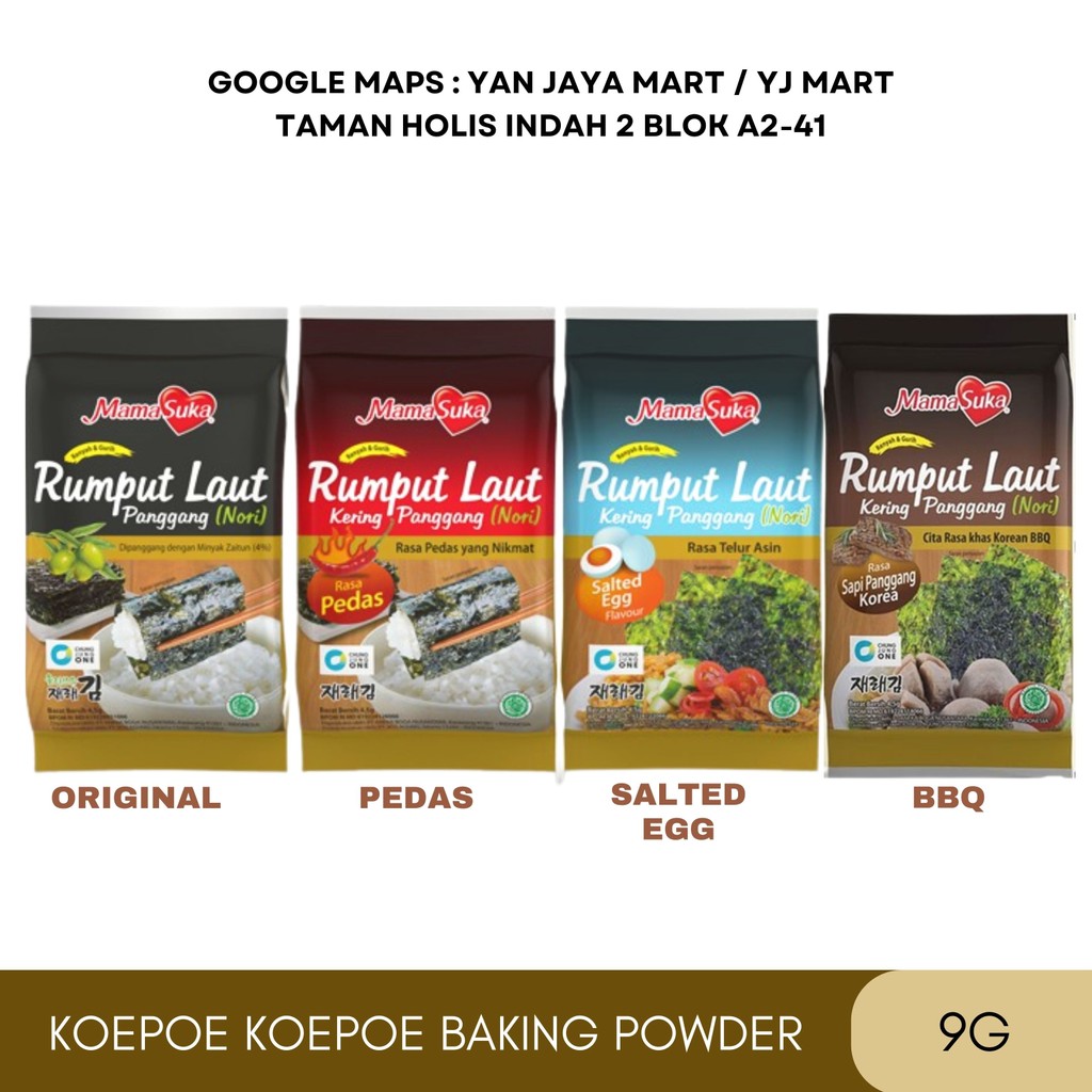 

Rumput Laut Panggang Mamasuka Original / Pedas / Salted Egg / BBQ