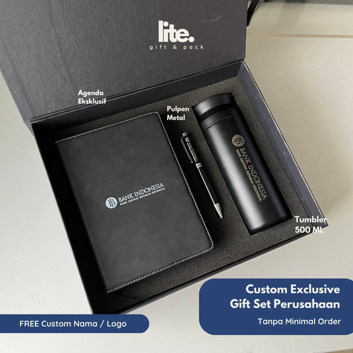

Hampers corporate, Souvenir Kantor, Buku Notes/ Agenda A5/A6 + Pulpen + Tumbler Stainless, Elegant Gift Set - A5