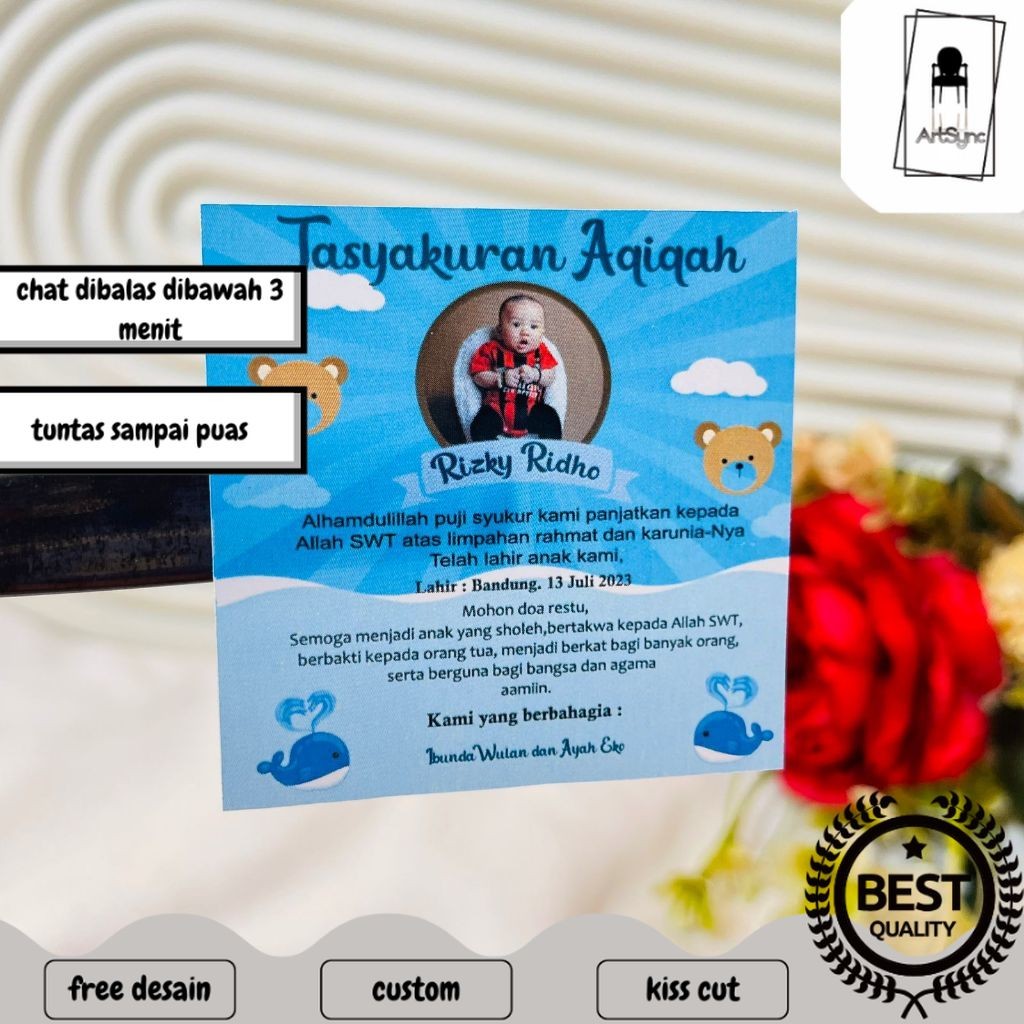 

Syncart 9-15 Sticker Tasyakuran Aqiqah Bayi Stiker Ikkah Iqqah Qiqah Anak Bentuk Kotak Uk.Besar