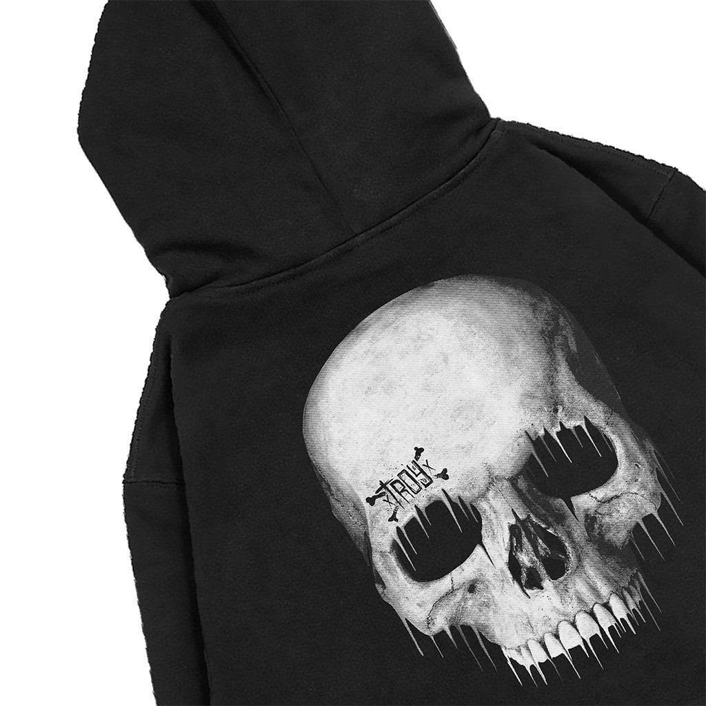 Troy Company Hoodie Hitam Tengkorak Jaket Distro Cowok KH 2353