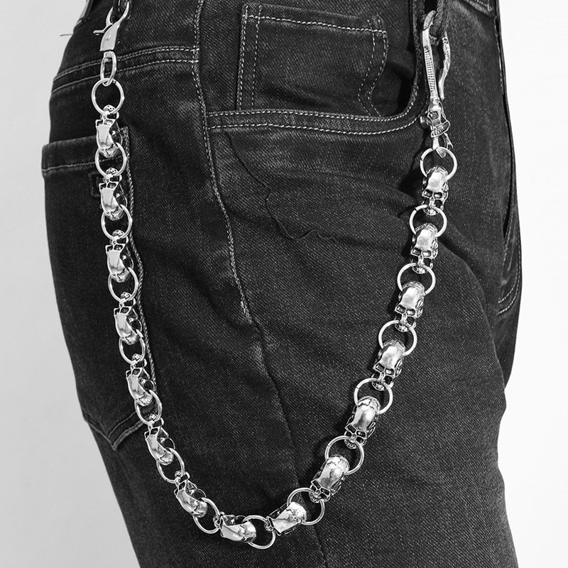 Gothic Punk Heavy Waist Chain Men Skull Keychain Wallet Chain Biker Riding Rock Fashion Accessories