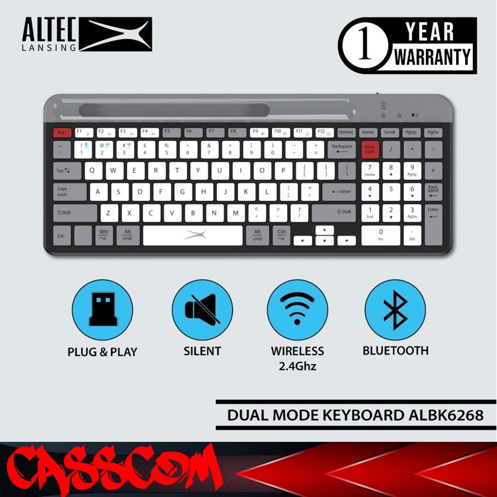 Altec Lansing Keyboard Dual Mode Wireless/Bluetooth ALBK6268 ALBK-6268