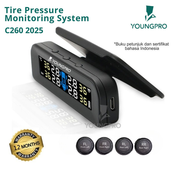 promo  -Youngpro C260 - Pengukur Tekanan Ban Real Time Sistem LCD Dital TPMS - C260 2025