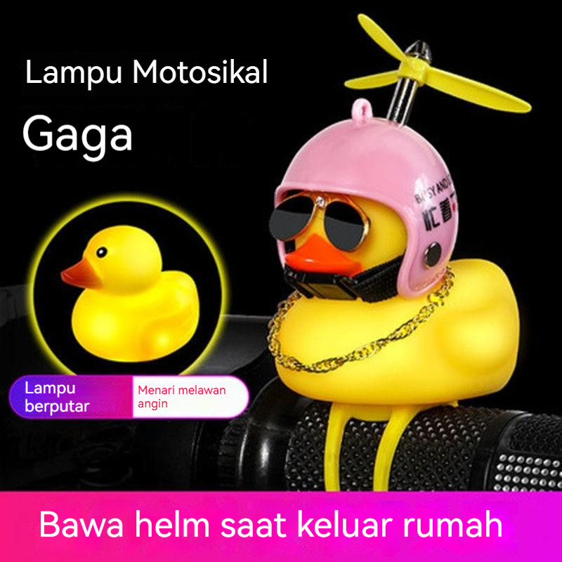 Gantungan Helm Motor Bebek Kuning/Lampu LED & Baling-Baling Berputar/Aksesoris Viral TIKTOK