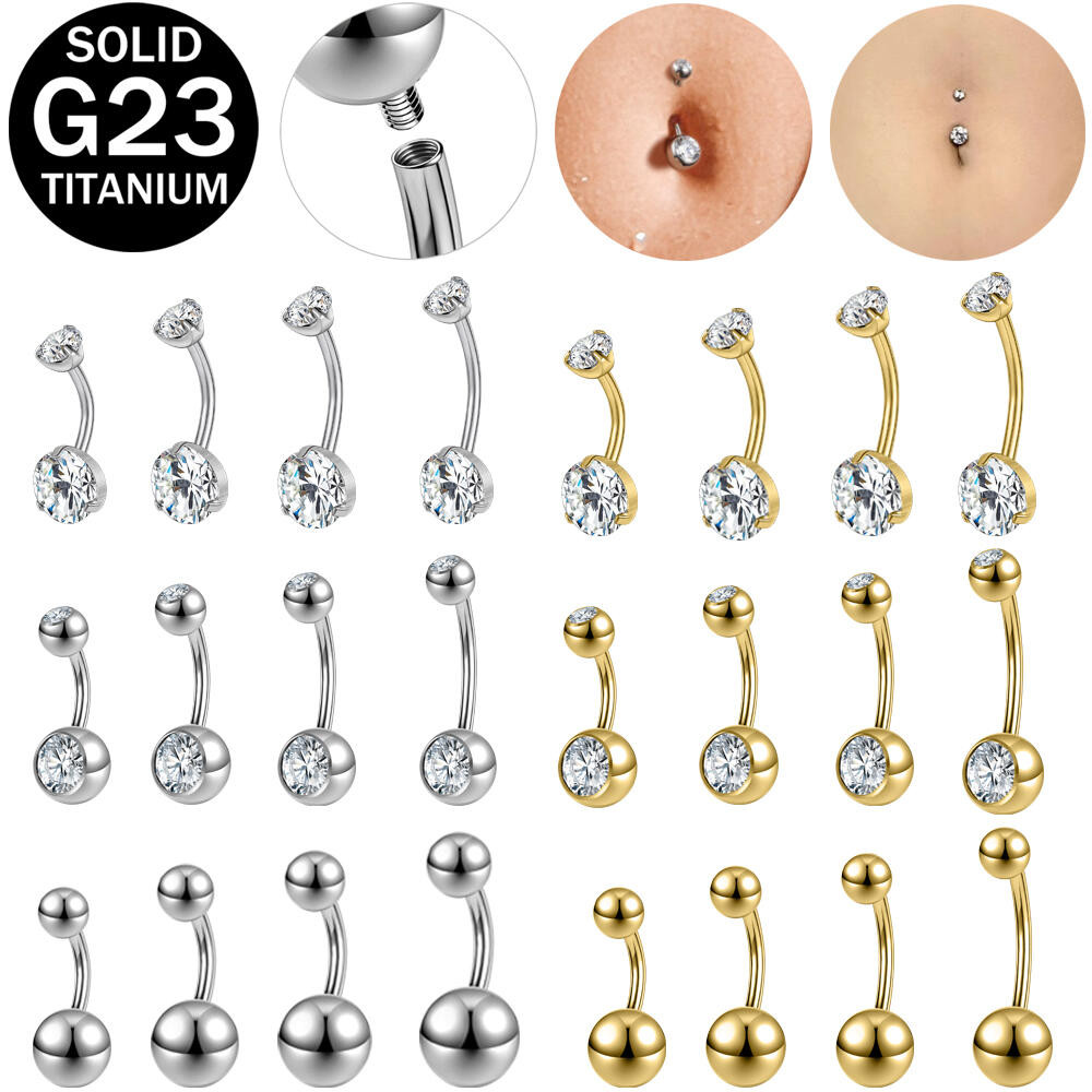 1 PC 14G Navel Piercing Rings G23 Titanium Belly Button Rings Crystal Belly piercing 14mm/12mm/10mm/