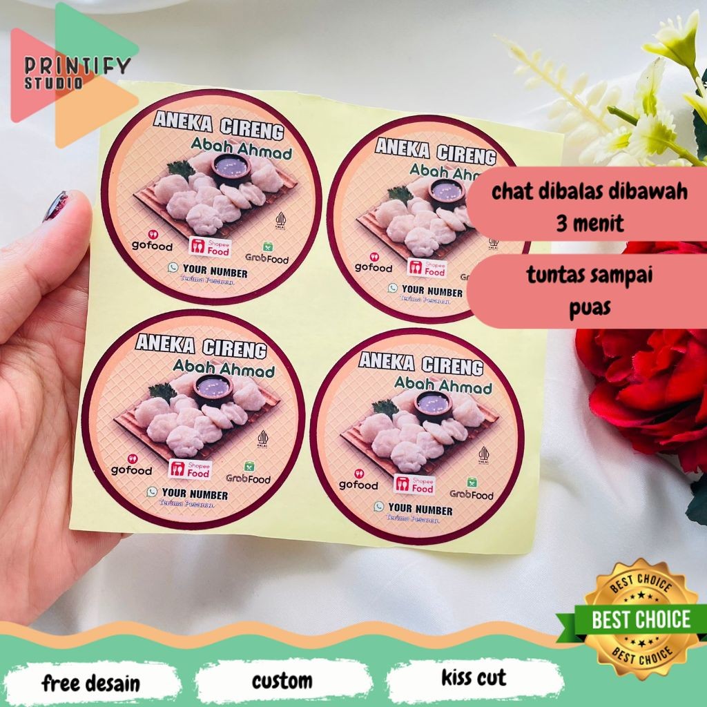 

Printify 2-4 Sticker Print Chromo Cireng Cilok Cibay Stiker Label Bulat PerAcian Free Desain Custom