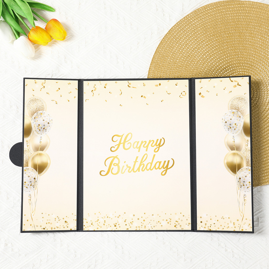 Black Gold Balloon Birthday Signature Message Book Happy 1st Birthday Party Decor Kids Adults Favors