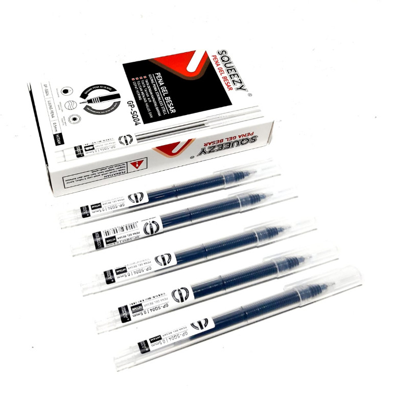 

(12pcs) Gel Pen / Pulpen Gel SQUEEZY GP-SQ04 0.5MM Hitam - Bolpen Bolpoint Pena Gel Hitam 0.5 mm