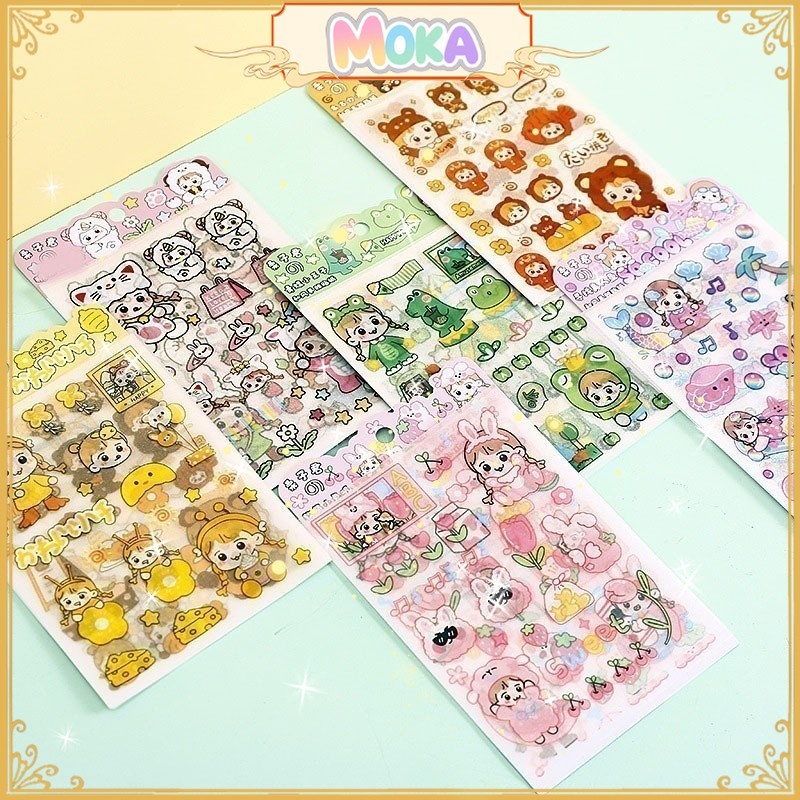 

Sticker Diy 1 Set 4 Lembar Cartoon Girl And Foodies Aesthetic / Sticker Diy Jurnal Buku Diary Mk69